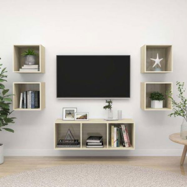 5 Piece TV Cabinet Set Sonoma Oak Chipboard