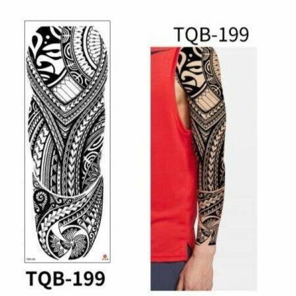 5 Sheets Temporary Tattoos Black Full Arm Tattoo WATERPROOF STICKERS