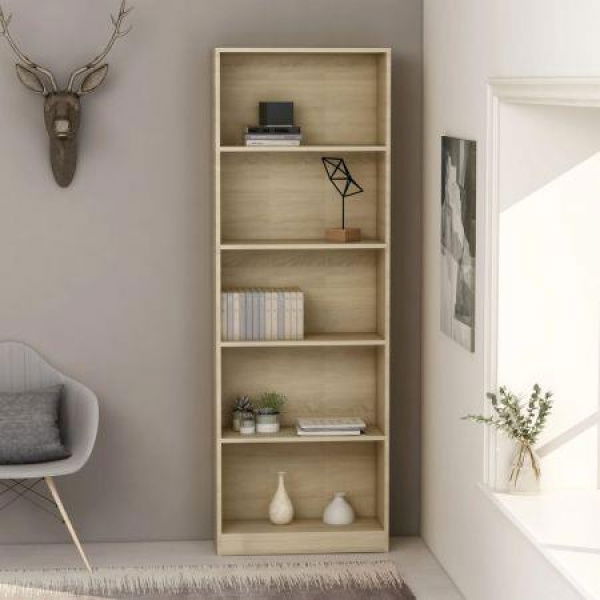 5-Tier Book Cabinet Sonoma Oak 60x24x175 cm Chipboard