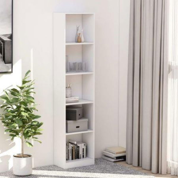 5-Tier Book Cabinet White 40x24x175 Cm Chipboard