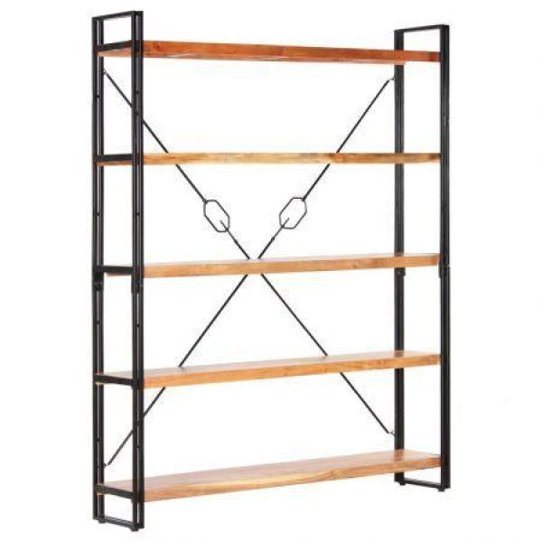 5-Tier Bookcase 140x30x180 Cm Solid Acacia Wood