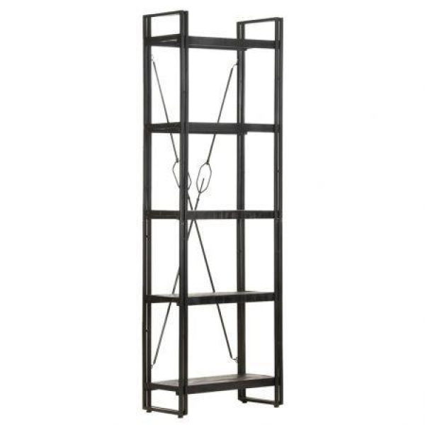 5-Tier Bookcase Black 60x30x180 cm Solid Mango Wood