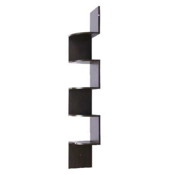 5-Tier Corner Wall Shelf Display Storage Shelves - Dark Brown