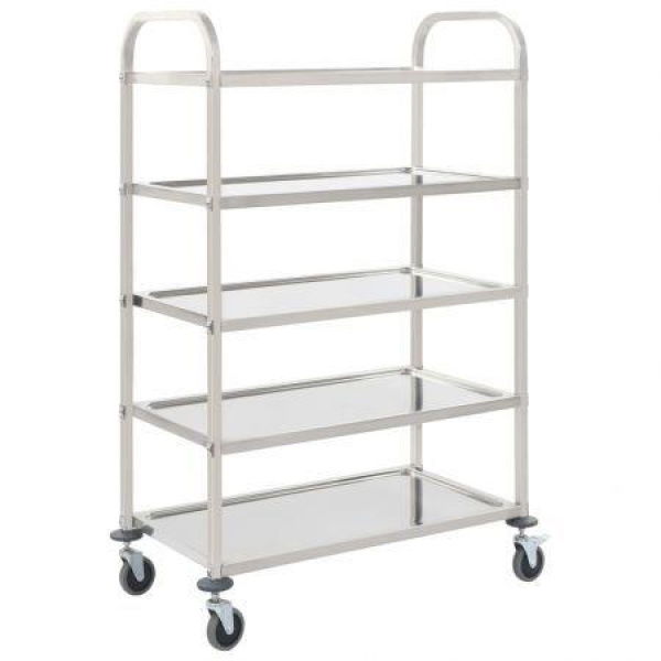 5-Tier Kitchen Trolley 107x55x147 Cm Stainless Steel