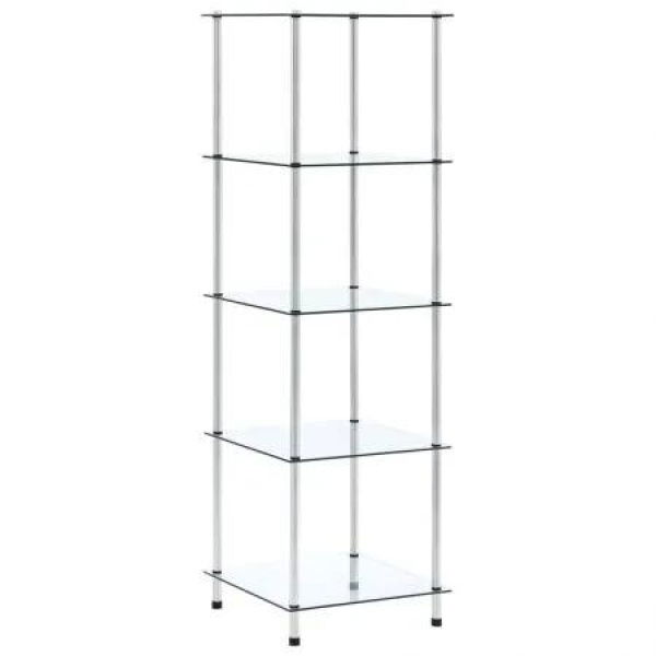 5-Tier Shelf Transparent 40x40x130 cm Tempered Glass