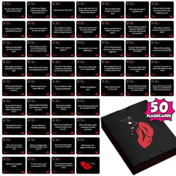 50 Couples Conversation Cards,Dating Card Game for Couples,Enjoy Better Relationships and Deeper Intimacy,Date Night,Valentine Card Games