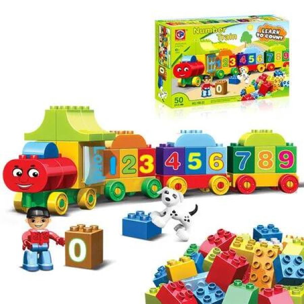 50 Piece Alphabet Train Building Toy Stacking Blocks with ABC Letters for Learning Christmas Holiday Gift Ideas