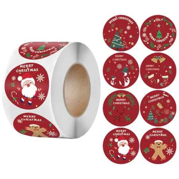 500 Christmas Stickers Roll 8 Designs 3.8cm Labels For Gifts Crafts Cards Kids