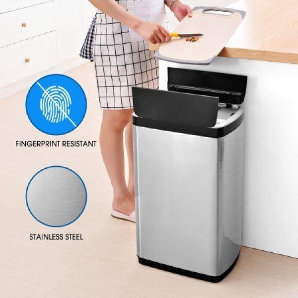 50L Kitchen Sensor Bin With Butterfly Opening Lid. Non-Corrosive Stainless Steel Body. Easy To Clean.