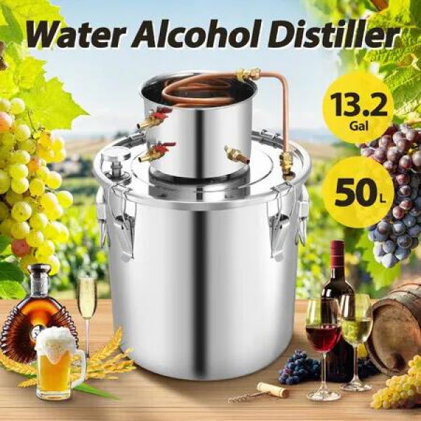 50L Water Distiller Home Beer Wine Brewing Kit Alcohol Making Distillery Liquor Distilling Equipment Stainless Steel for Essential Oil Whiskey Brandy