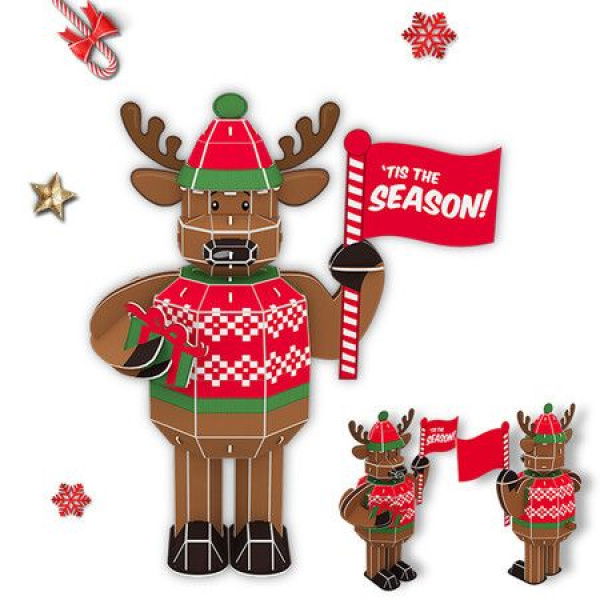 50 Pcs 3D Puzzle Reindeer Building Model Kit Christmas Decor Gifts Assemble Size 31x17x36.5 Cm.