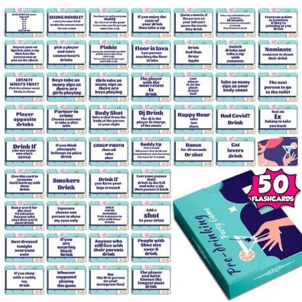 50Pcs Adventure Drink Game Cards,Fast-Thinking Word Game,Challenging And Addictive Strategy Card Game For Bachelorette Parties College,Birthdays