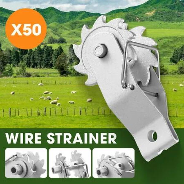 50ps Fence Wire Strainers Inline Ratchet Fencing Tensioners Crimpers Crimping Tight Straining Tool Galvanised Steel Aluminium for Farm Garden Yard