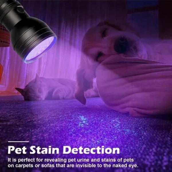 51 LED UV Flashlight 395 nM Ultraviolet Blacklight Detector for Detecting Dog Urine, Pet Stains, and Bed Bugs