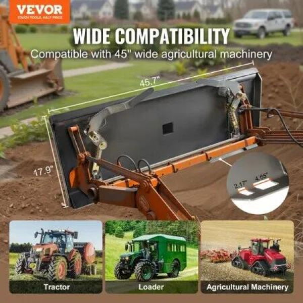 5/16' Skid Steer Attachment Plate Skid Steer Mount Plate Quick Attachment Loader Plate with 2.28' Hitch Receiver Compatible with Deere Kubota Bobcat