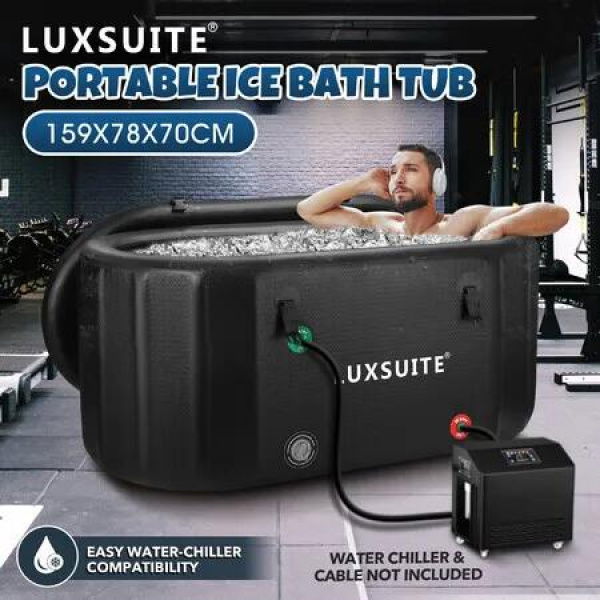 519L Ice Bath Tub Inflatable Portable Cold Plunge Hot Soaking XL Folding Insulated Spa Massage Water Chiller Compatibility Bucket Athletes Luxsuite