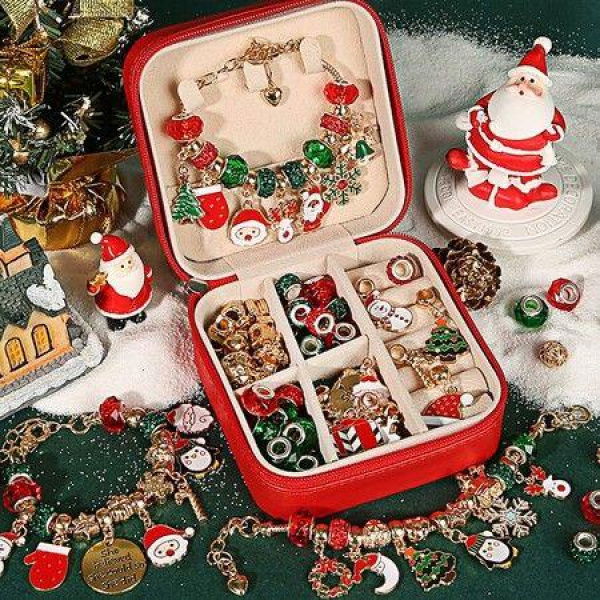 55 Pcs Charm Bracelet Making Kit DIY Christmas Ideal Crafts for Girls Ages 6-15,DIY Charm Bracelets Beads for Litter Girls,Adults and Beginner