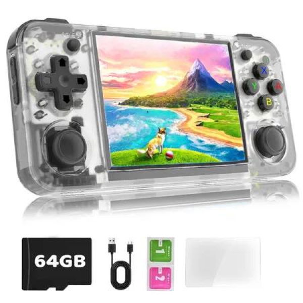 5500+ Classic Games Retro Console with 3.5 Inch IPS Screen 3300mAh Battery 64GB TF Card Built-in HDTV WiFi Bluetooth White