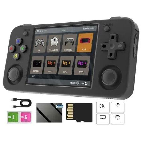 5528 Games Support Retro Handheld Game Console with 3.5' IPS Screen, 64GB Games, HDMI Output, WiFi, and Bluetooth(Black)