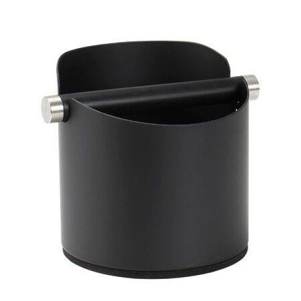 5.55-inch Espresso Knock Box Stainless Steel Coffee Grounds Knock Box With Removable Knock Bar Non-Slip Rubber Base - Black