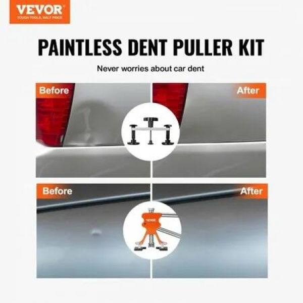 56 PCS Dent Removal Kit, Paintless Dent Repair Kit with Golden Lifter, Bridge Puller, Car Dent Puller with Puller Tabs, Hot Glue Gun for Auto Body Dents, Hail Damage, Door Ding