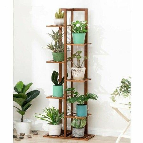 5/6/7-Tier Wooden Plant Stand Flower Pot Shelf Indoor Storage Display Rack5 Layers