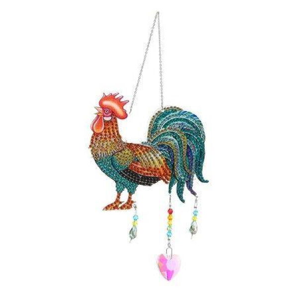 5D Diamond Painting Wind Chimes Diamond Painting Kits For Kids And Adult-Crystal Rhinestones Art Rooster For Door Wall Window Home Decor