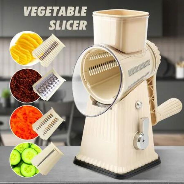 5in1 Rotary Cheese Grater Handheld Manual Veggies Fruit Vegetable Nuts Potato Slicer Shredder Food Tumbling Box Chopper Cutter Kitchen Mandoline Tool