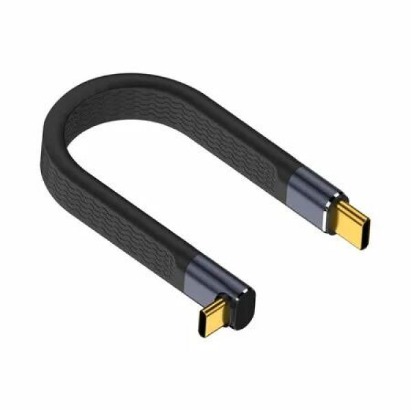 5inch USB C Cable, Short USBC to USBC Cable 240W, Flat FPC 90 Degree Type C Fast Charging Cord, Thunderbolt 4 USB 4 PD 3.1