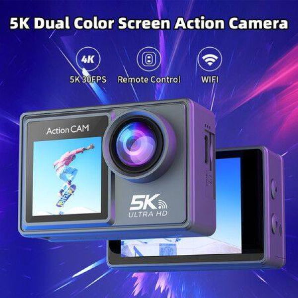 5K 30FPS Action Camera Dual IPS Screen 170 Degree Wide Angle 30m Waterproof Sport Camera With Remote Control Bicycle Diving Cam