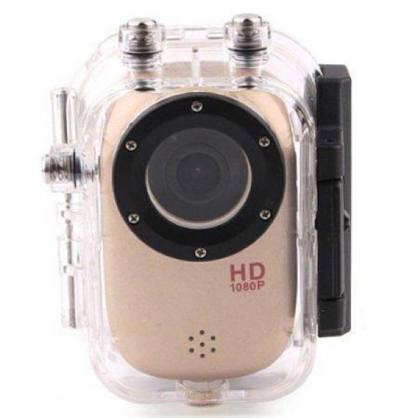 5MP CMOS 1080P HD 140-degree 30m Waterproof Sports Cycling Diving DVR With HDMI TF - Gold.