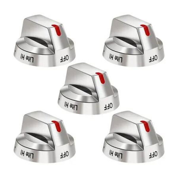 5Pcs DG64to00473A Top Burner Control Dial Knob Range Oven Replacement Compatible with Samsung Range Oven Gas Stove Knob NX58F5700WS NX58H5600SS NX58H5650WS NX58J7750SS NX58M6850SS, 5pcs