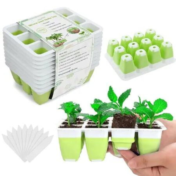 5Pcs Reusable Seed Starter Kit 60 Cells Seed Starter Trays Silicone Seedling Starter Trays for Starting Plant Seeds with Flexible Pop-Out Cells