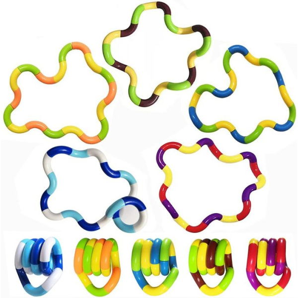 5 PCS Tangles Brain Imagine Tools Magic Fidget Toys Sensory Toys Combine Into New Shapes Stress Relief And Anti-Anxiety Sensory Fidget Toy Brain Imagine Sensory Toys (5 PCS)