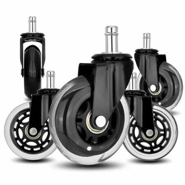5X 3'' Rollerblade Style Wheels Office Chair Casters - Slient Smooth, 11x22mm Stem