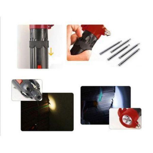 6 IN 1 Car LED Flashlight TORCH Belt Cutter Hammer Escape Emergency Safety Tool