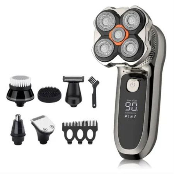 6-in-1 Electric Head Shaver for Bald Men Waterproof Cordless Razor for Bald Head Hair Shaving with 5 Floating Heads