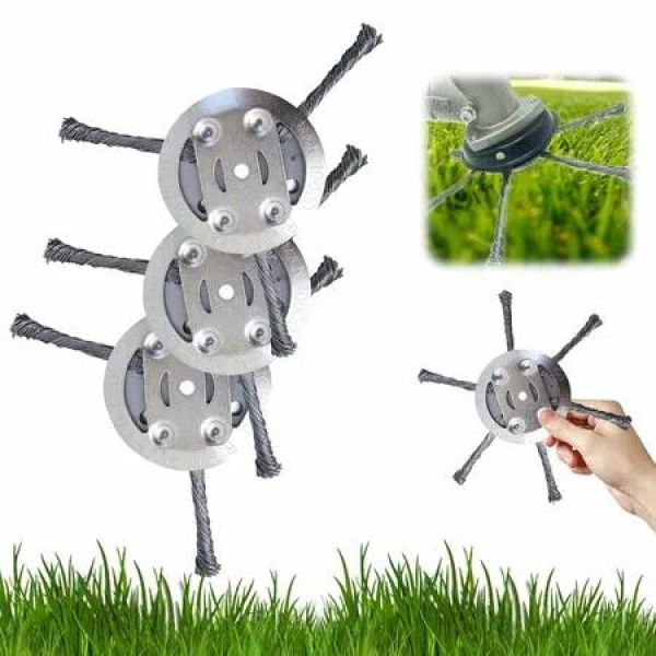 6 Inches Steel Wire Grass Trimmer Head,2025 New Wire Trimmer Head Replacement for Electric Battery Powered Cordless String Trimmer,3 Blade