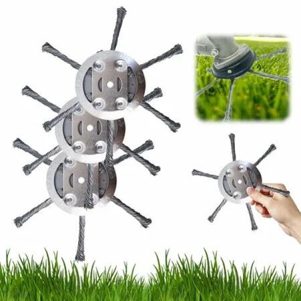 6 Inches Steel Wire Grass Trimmer Head,2025 New Wire Trimmer Head Replacement for Electric Battery Powered Cordless String Trimmer,6 Blade