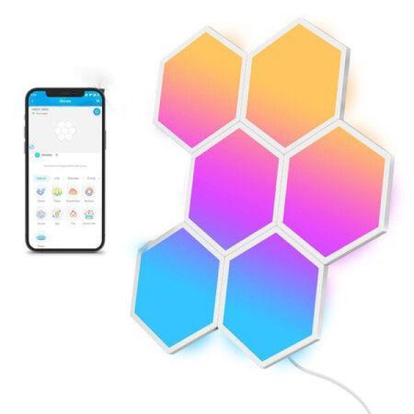 6 Pack-Glide Hexa Light Panels,Hexagon LED Wall Lights, Wi-Fi Smart Home Decor Creative Wall Lights with Music Sync, Christmasï¼Œ Gaming Decor,