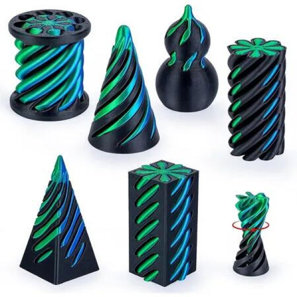 6 Pack Impossible Cone, Spiral Cone Fidget Toy 3D Printed Spiral Cone Toy, Mini Cones Pass Through Pyramid Fidget Toy for Stress and Anxiety Relaxing