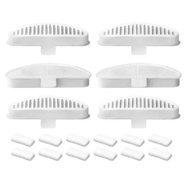 6 Pack Replacement Filters and 12 Pack Filter Sponges for 67oz/2L Wireless Automatic Pet Fountain