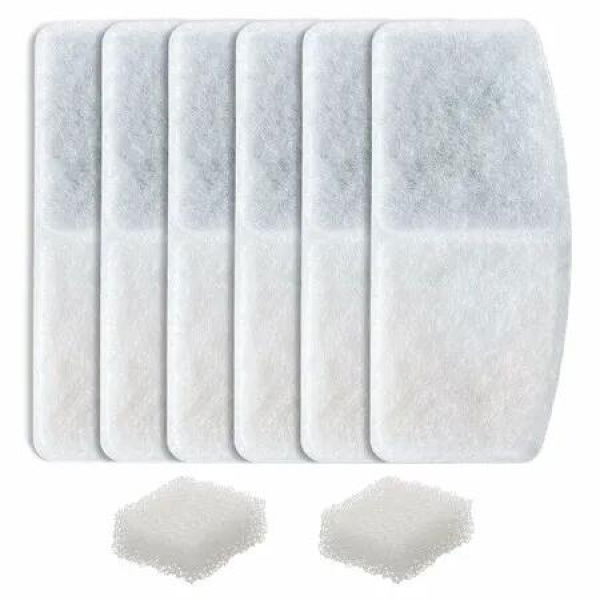 6 Pack Replacement Filters,2 Pack Replacement Filter Sponges Set for 2.6L Automatic Pet Fountain Cat Water Fountain Cat Water Dispenser