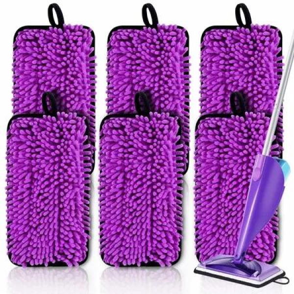 6 Pack Reusable Mop Replacement Pads Compatible with Swiffer Wet Jet Spray Mop,Wet Jet Refills for Swiffer 10-12 inch Pads for Dry Wet Mopping Cloths