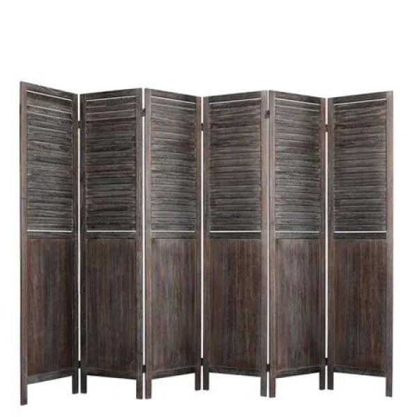 6 Panel Partition Room Divider Brown