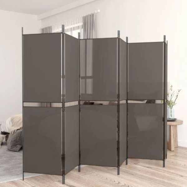 6-Panel Room Divider Anthracite 300x180 Cm Fabric