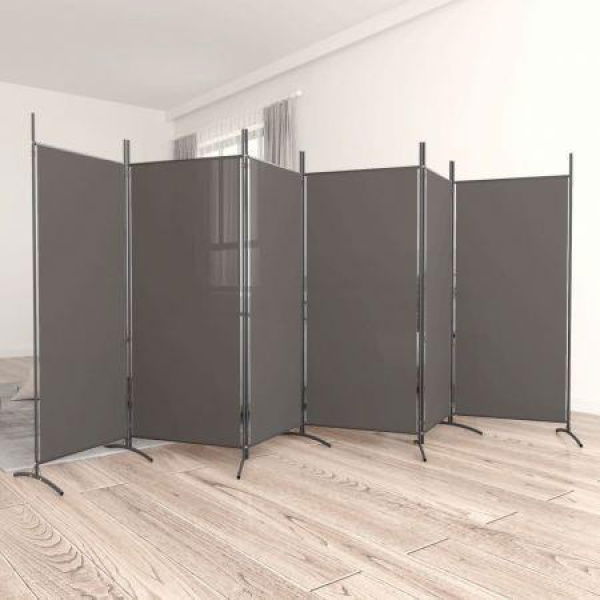 6-Panel Room Divider Anthracite 520x180 Cm Fabric