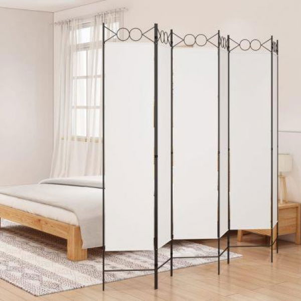 6-Panel Room Divider White 240x200 Cm Fabric