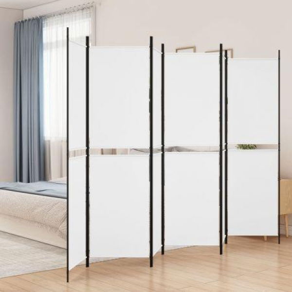 6-Panel Room Divider White 300x200 Cm Fabric