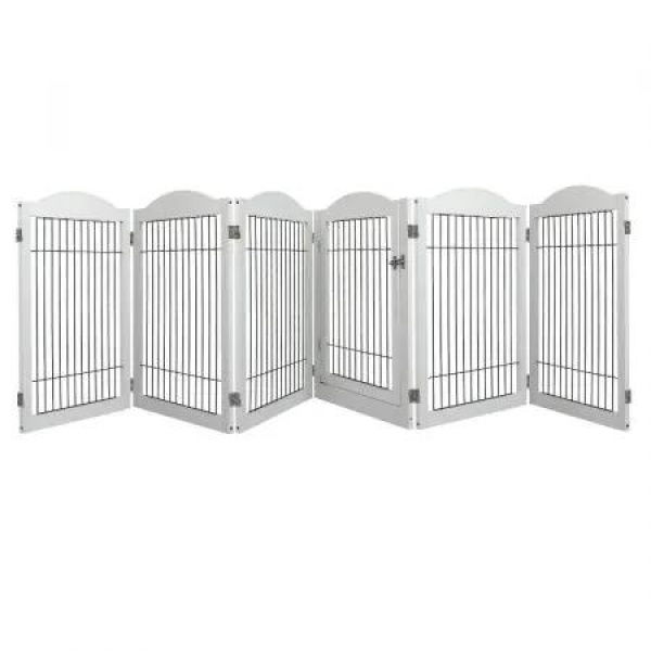 6 Panels Pet Dog Playpen Puppy White